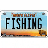 Fishing North Dakota Metal Novelty License Plate 4" x 2.2" (MLP)