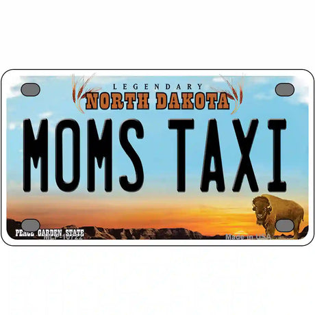 Moms Taxi North Dakota Metal Novelty License Plate 4" x 2.2" (MLP)