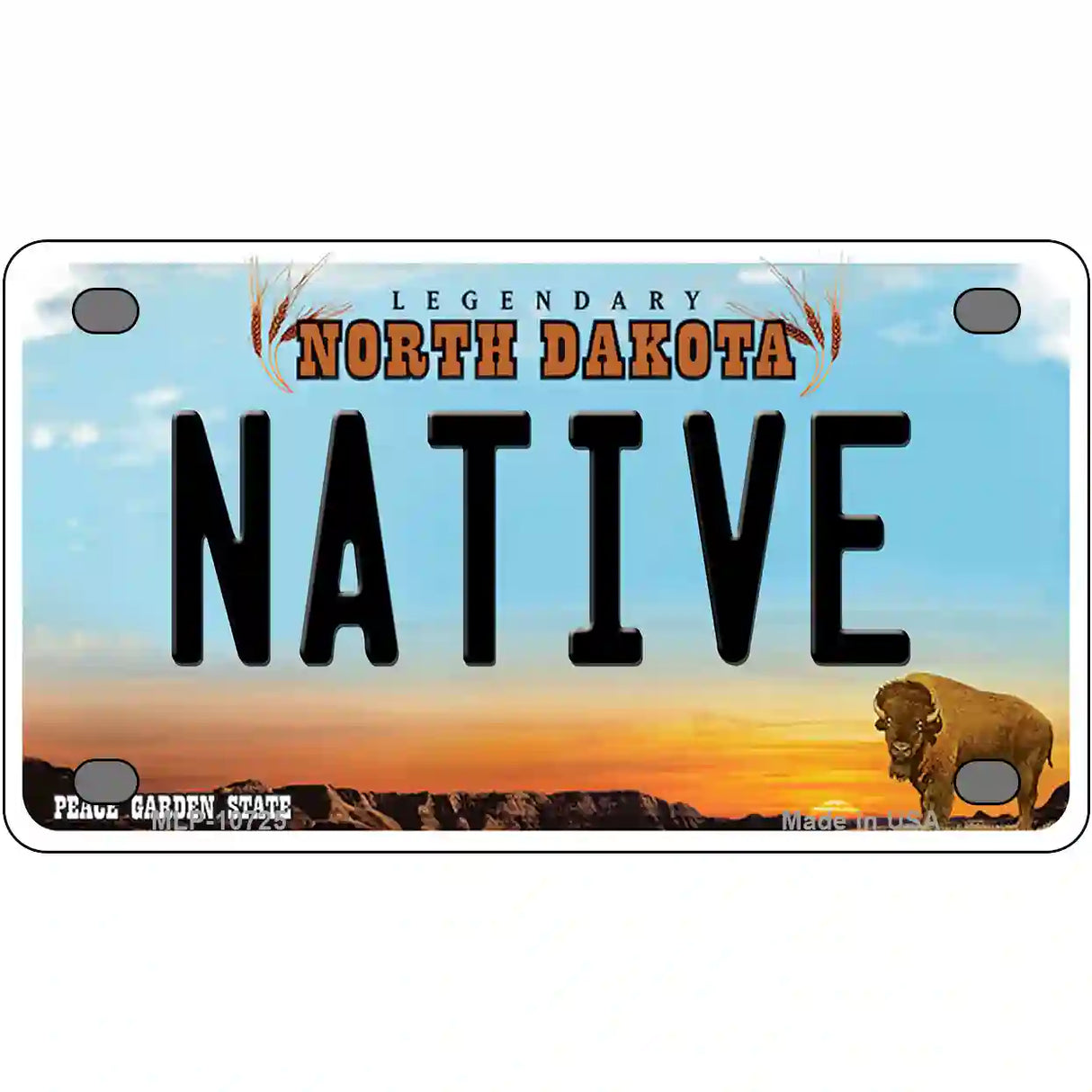 Native North Dakota Metal Novelty License Plate 4" x 2.2" (MLP)