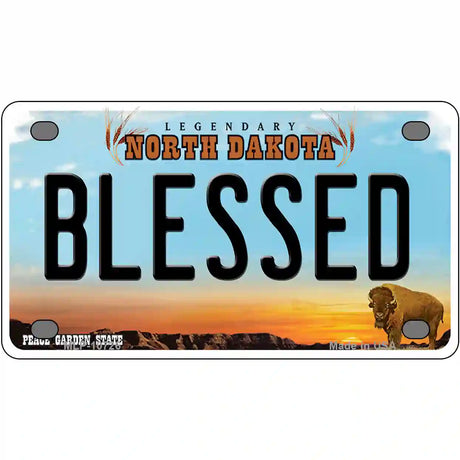 Blessed North Dakota Metal Novelty License Plate 4" x 2.2" (MLP)