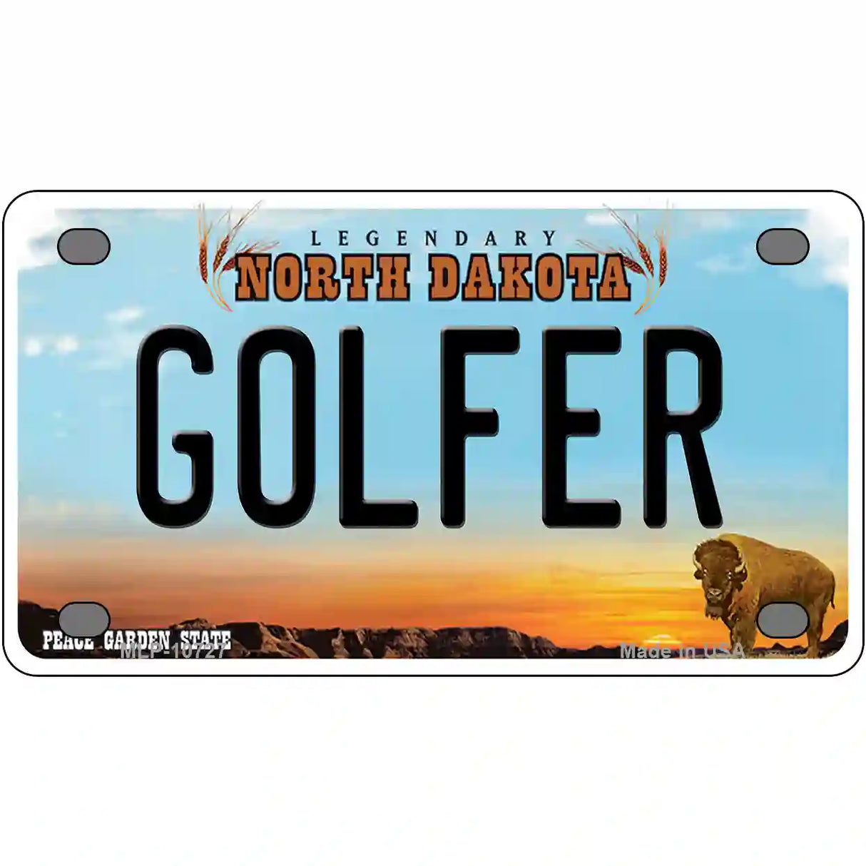 Golfer North Dakota Metal Novelty License Plate 4" x 2.2" (MLP)