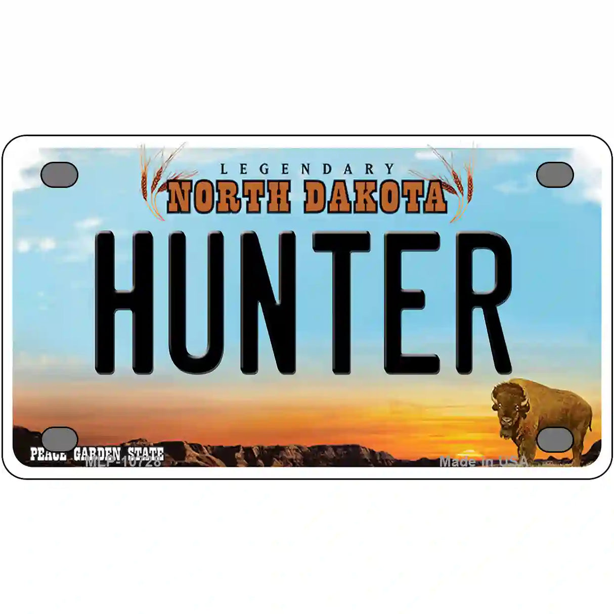 Hunter North Dakota Metal Novelty License Plate 4" x 2.2" (MLP)