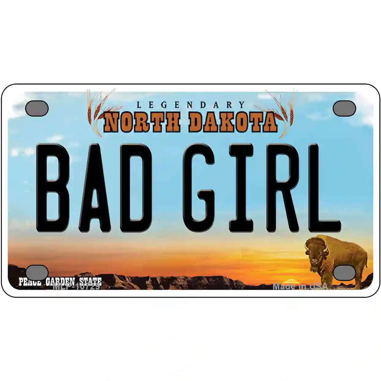 Bad Girl North Dakota Metal Novelty License Plate 4" x 2.2" (MLP)