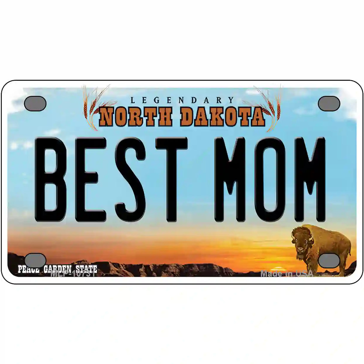 Best Mom North Dakota Metal Novelty License Plate 4" x 2.2" (MLP)