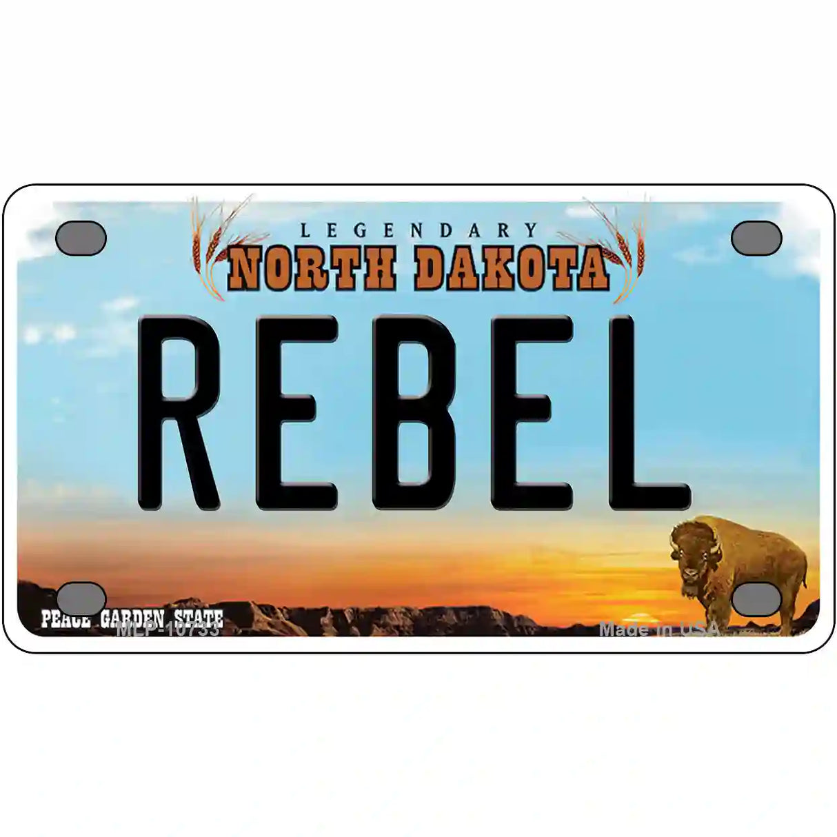 Rebel North Dakota Metal Novelty License Plate 4" x 2.2" (MLP)