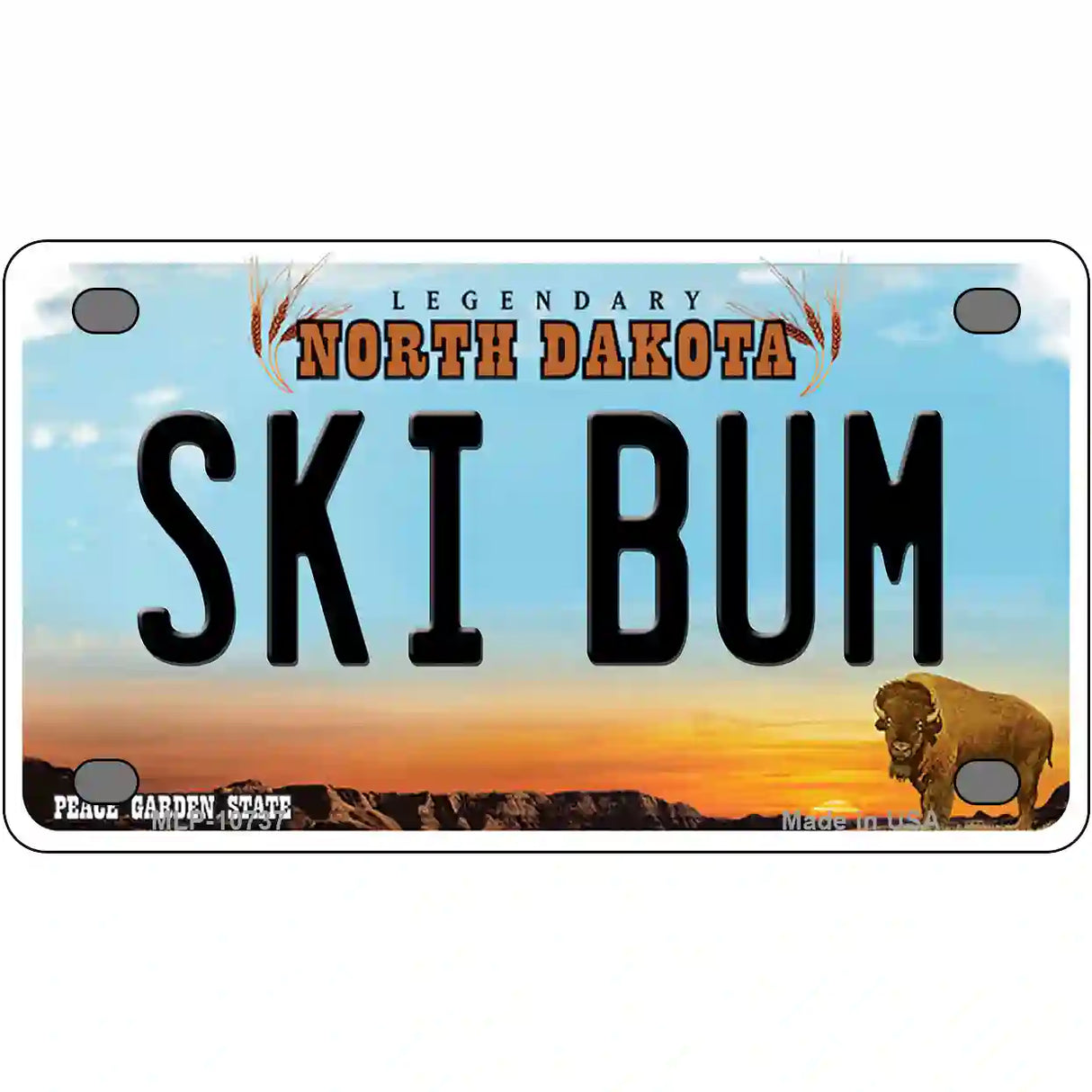 Ski Bum North Dakota Metal Novelty License Plate 4" x 2.2" (MLP)