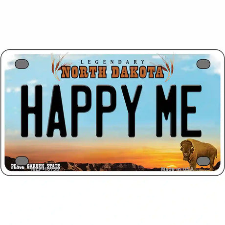 Happy Me North Dakota Metal Novelty License Plate 4" x 2.2" (MLP)