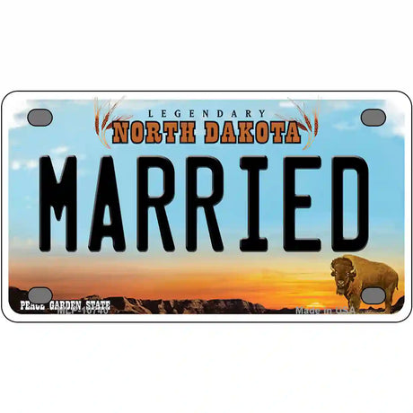 Married North Dakota Metal Novelty License Plate 4" x 2.2" (MLP)