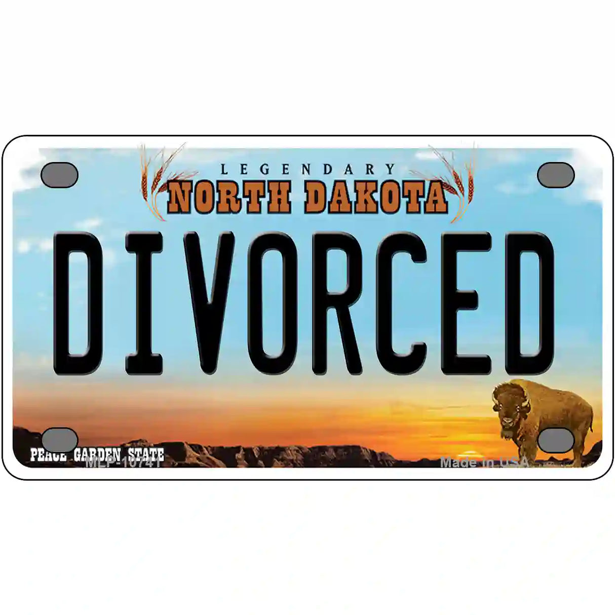 Divorced North Dakota Metal Novelty License Plate 4" x 2.2" (MLP)