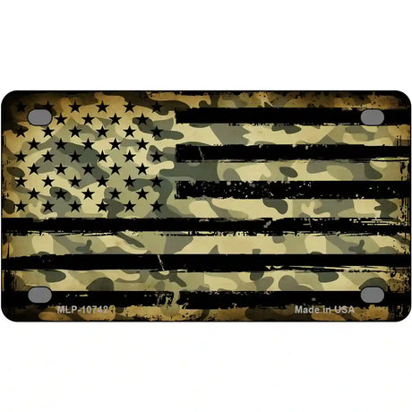 Camo American Flag Novelty Metal License Plate 4" x 2.2" (MLP)