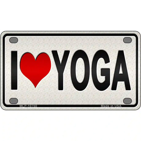 I Love Yoga Silver Novelty Metal License Plate 4" x 2.2" (MLP)