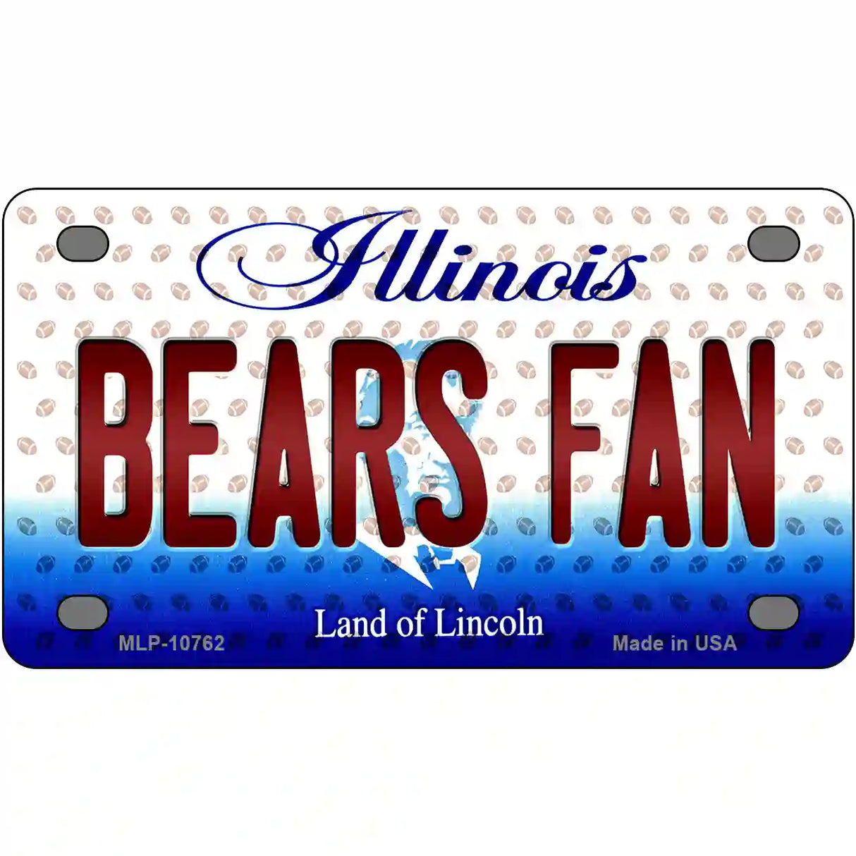 Bears Fan Illinois Novelty Metal License Plate 4" x 2.2" (MLP)