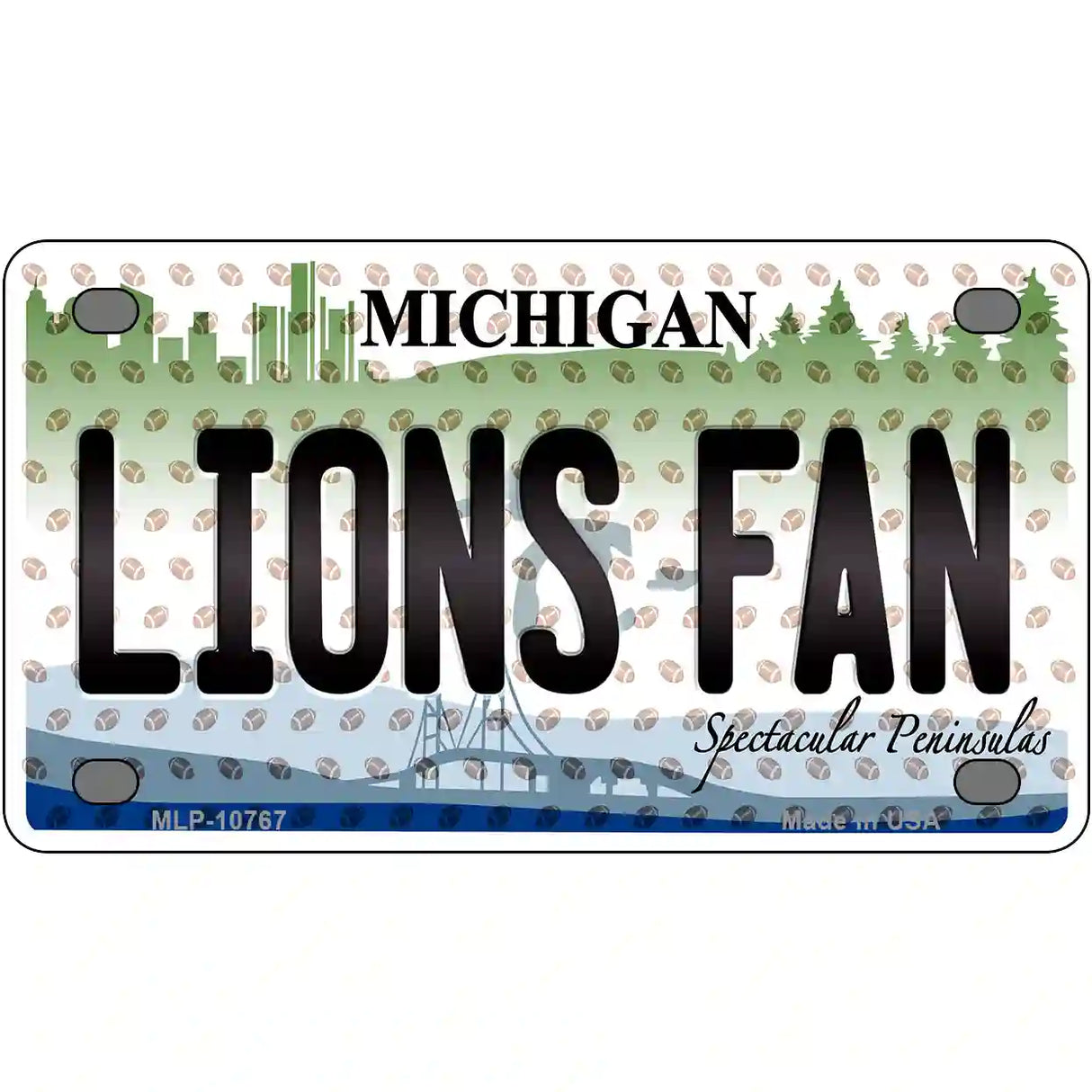 Lions Fan Michigan Novelty Metal License Plate 4" x 2.2" (MLP)