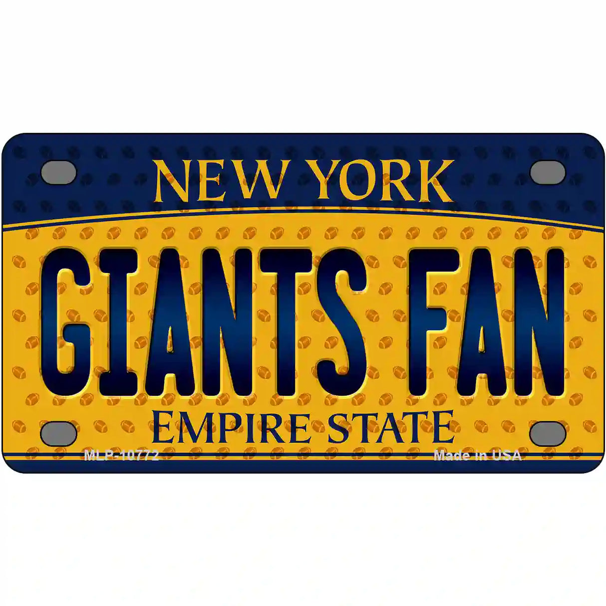 Giants Fan New York Novelty Metal License Plate 4" x 2.2" (MLP)