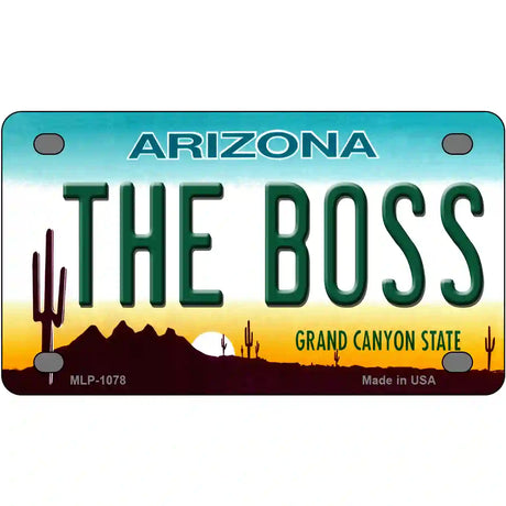 The Boss Arizona Novelty Metal License Plate 4" x 2.2" (MLP)