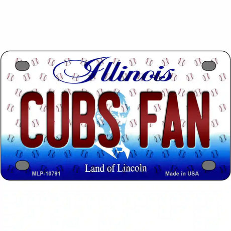 Cubs Fan Illinois Novelty Metal License Plate 4" x 2.2" (MLP)