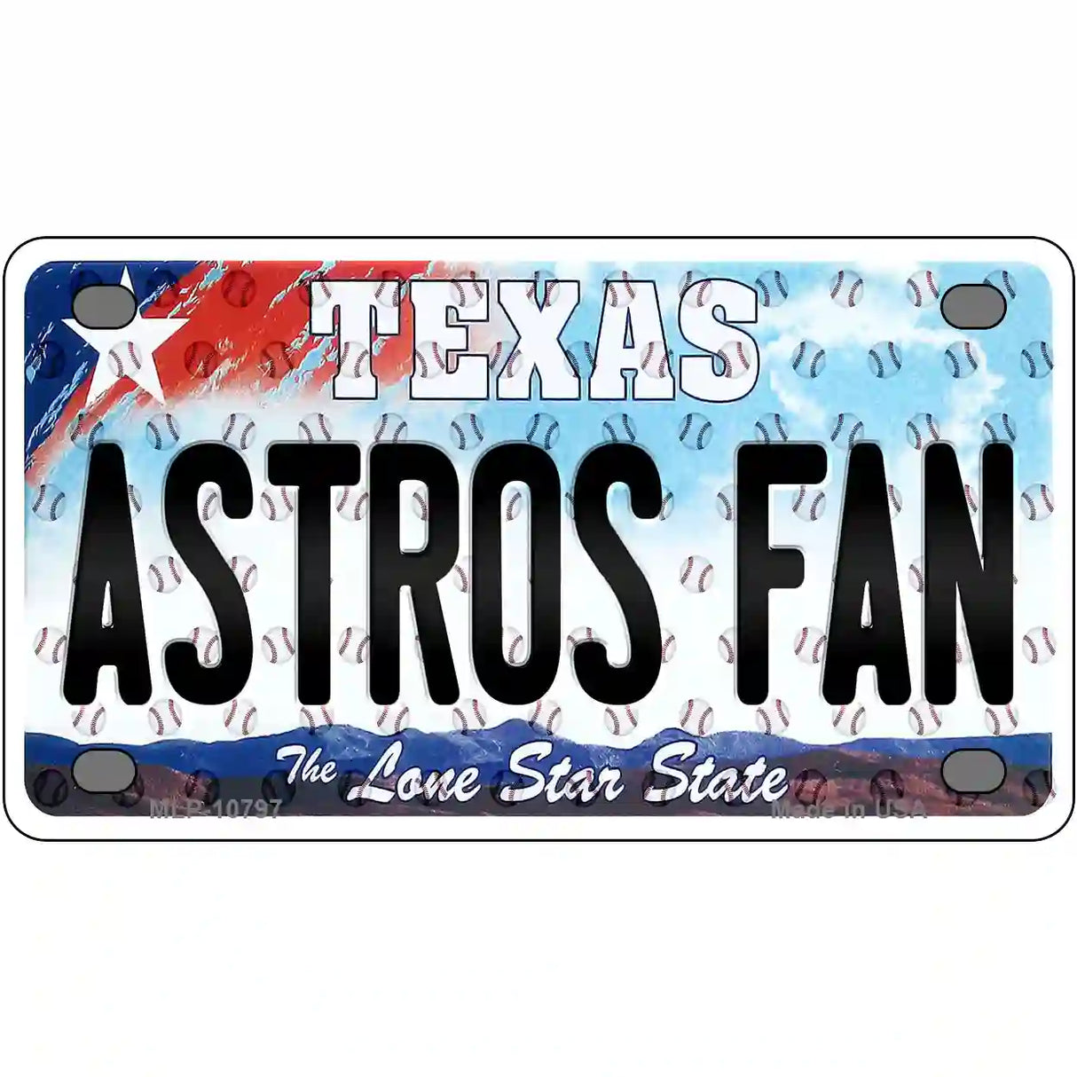 Astros Fan Texas Novelty Metal License Plate 4" x 2.2" (MLP)