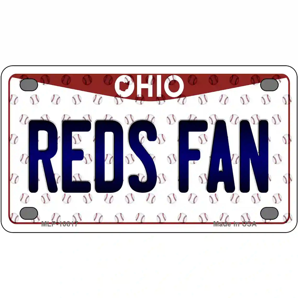 Reds Fan Ohio Novelty Metal License Plate 4" x 2.2" (MLP)