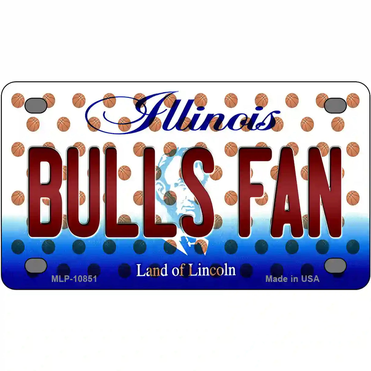 Bulls Fan Illinois Novelty Metal License Plate 4" x 2.2" (MLP)