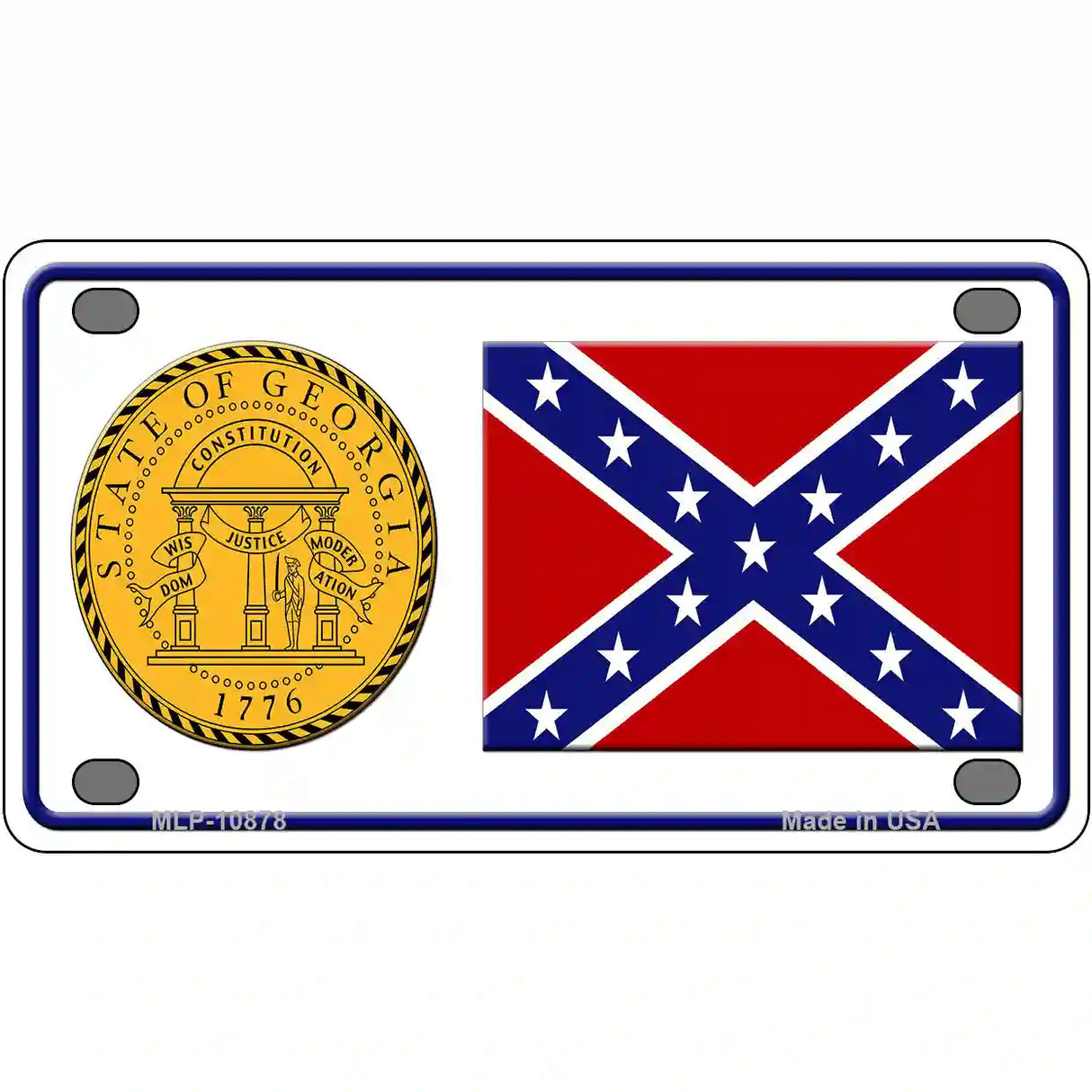 Confederate Flag Georgia Seal Novelty Metal License Plate 4" x 2.2" (MLP)