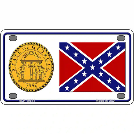 Confederate Flag Georgia Seal Novelty Metal License Plate 4" x 2.2" (MLP)