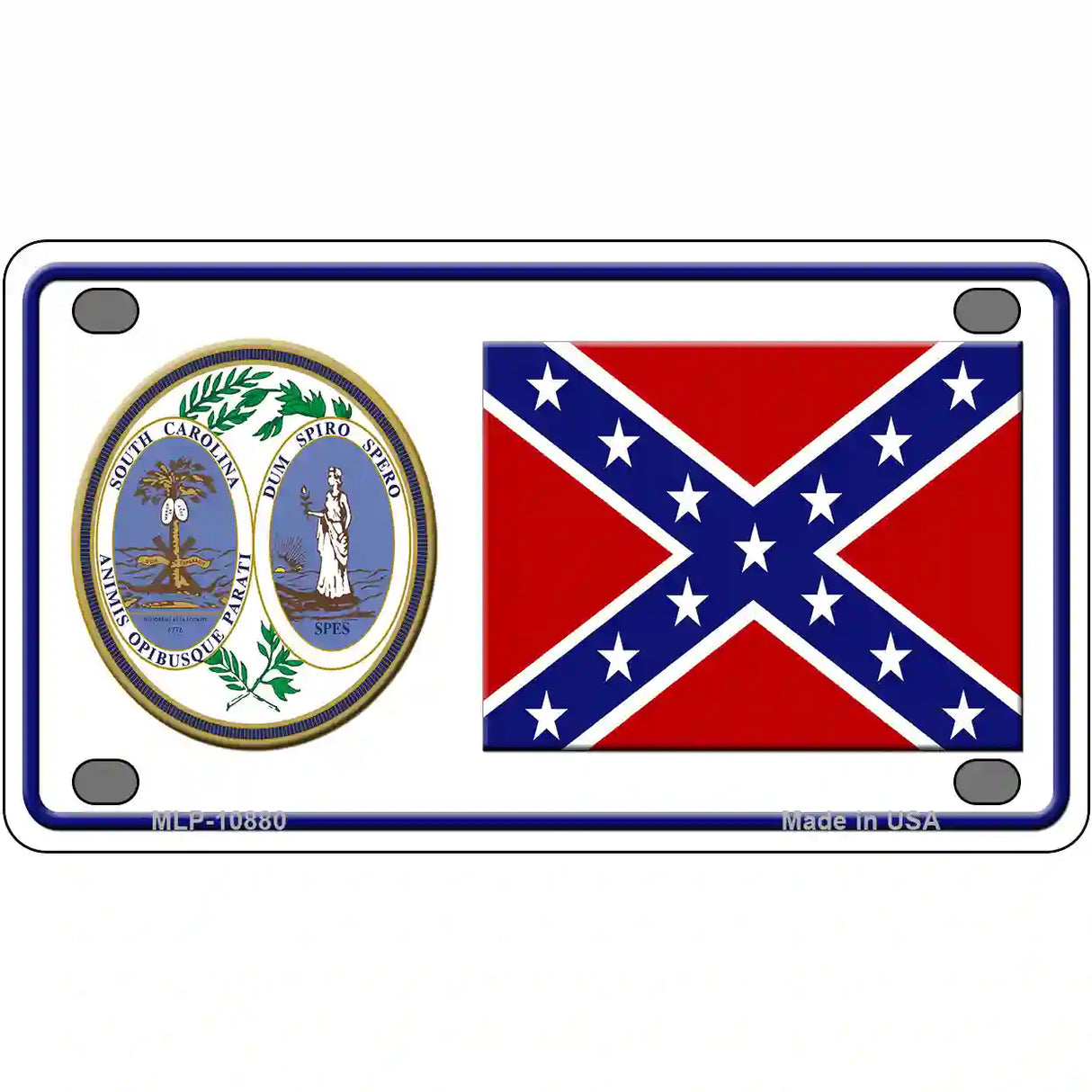 Confederate Flag South Carolina Seal Novelty Metal License Plate 4" x 2.2" (MLP)