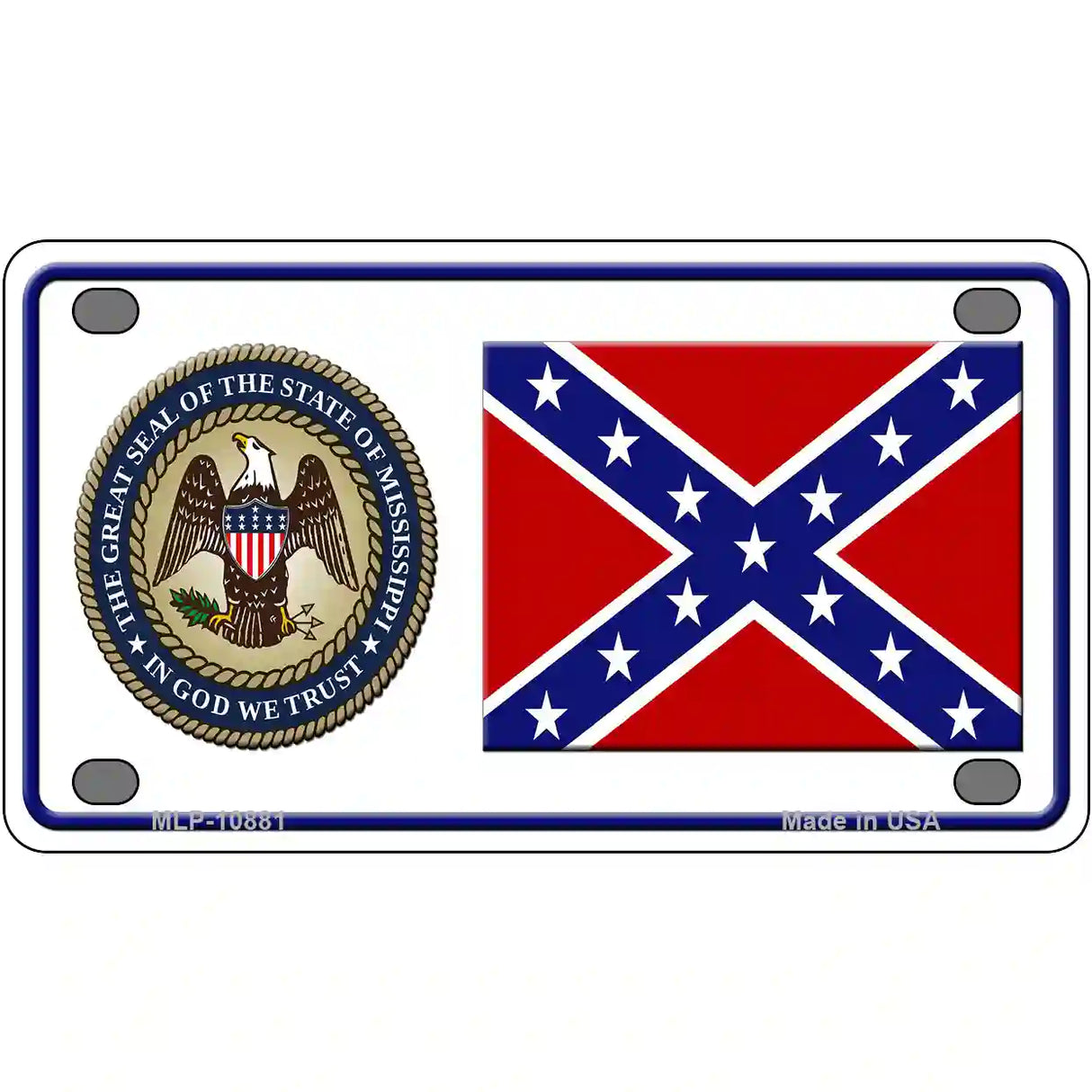 Confederate Flag Mississippi Seal Novelty Metal License Plate 4" x 2.2" (MLP)