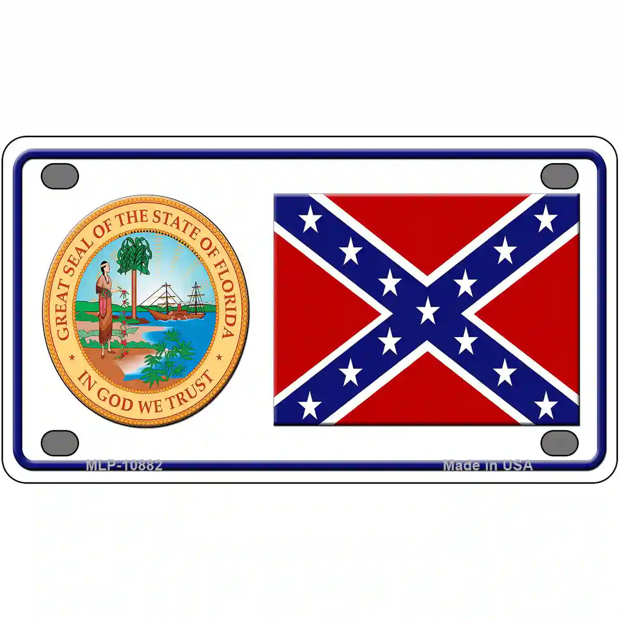 Confederate Flag Florida Seal Novelty Metal License Plate 4" x 2.2" (MLP)