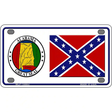 Confederate Flag Alabama Seal Novelty Metal License Plate 4" x 2.2" (MLP)