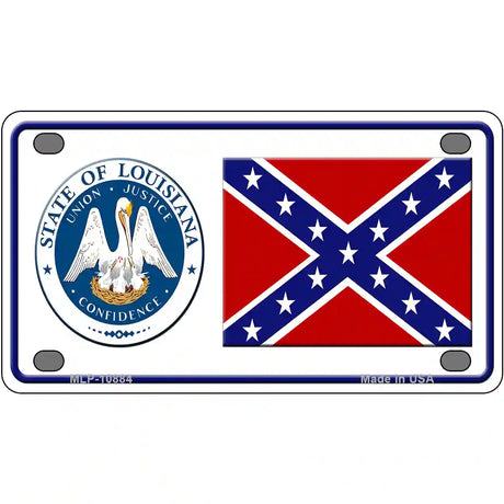 Confederate Flag Louisiana Seal Novelty Metal License Plate 4" x 2.2" (MLP)