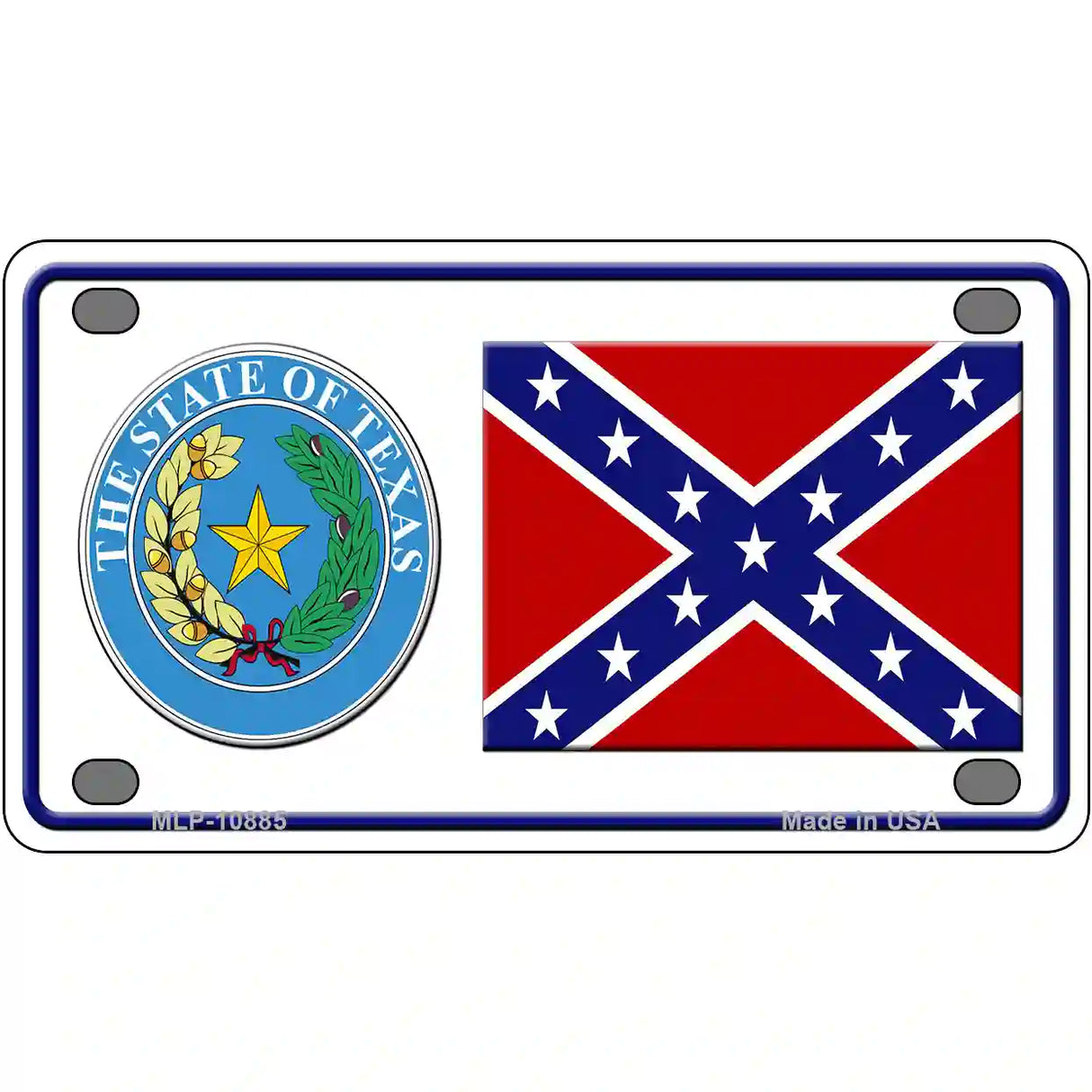 Confederate Flag Texas Seal Novelty Metal License Plate 4" x 2.2" (MLP)