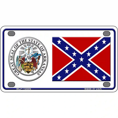 Confederate Flag Arkansas Seal Novelty Metal License Plate 4" x 2.2" (MLP)