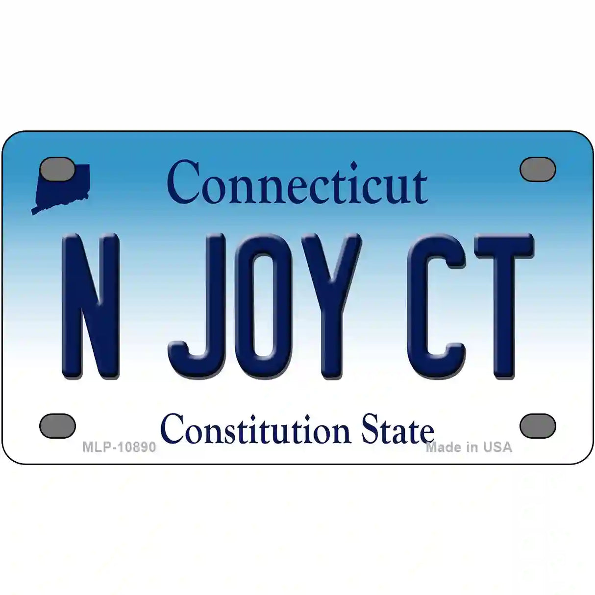 N Joy CT Connecticut Metal Novelty License Plate 4" x 2.2" (MLP)