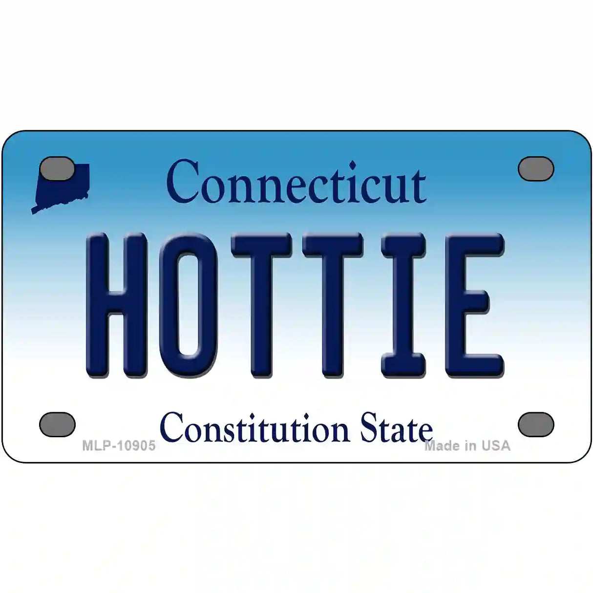 Hottie Connecticut Metal Novelty License Plate 4" x 2.2" (MLP)