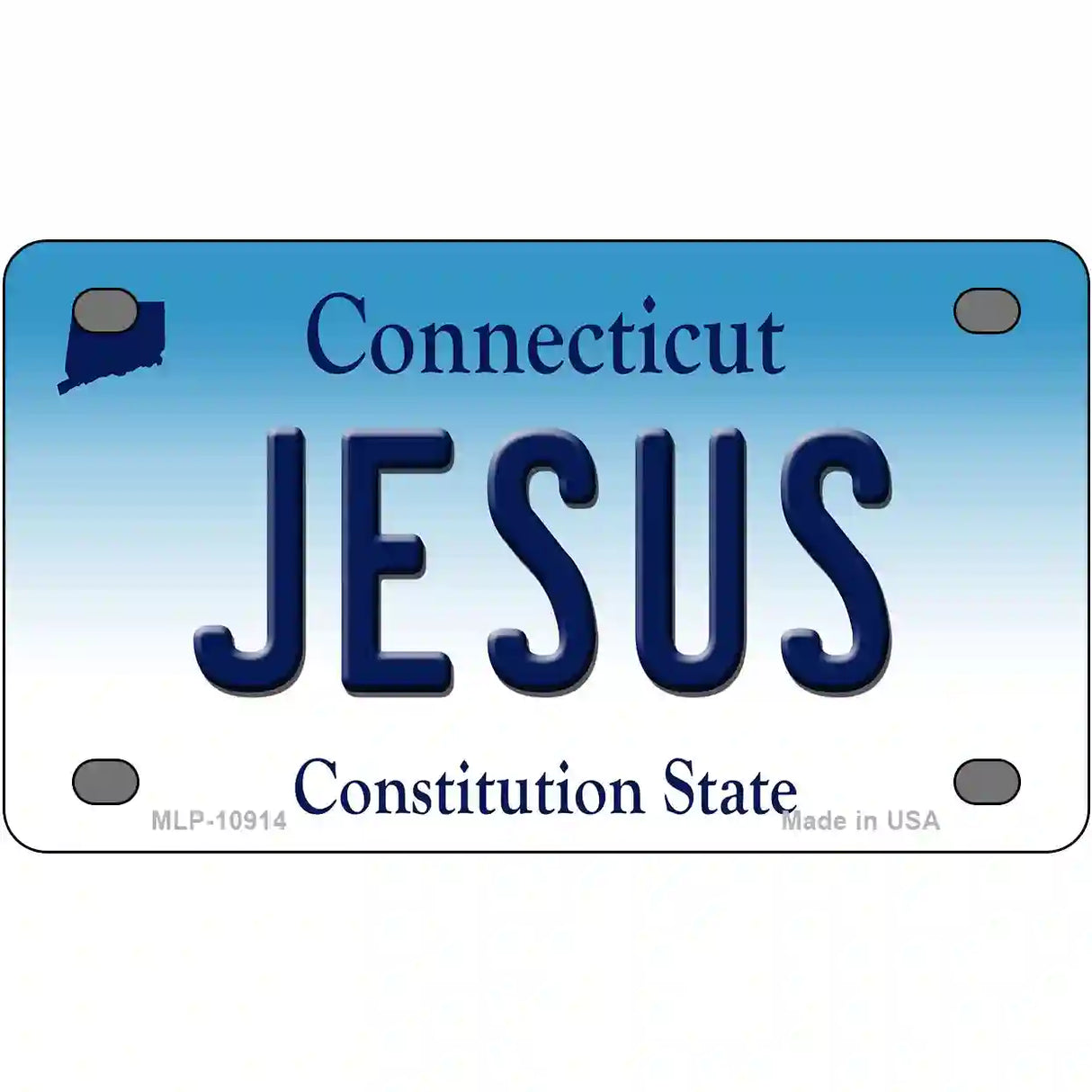 Jesus Connecticut Metal Novelty License Plate 4" x 2.2" (MLP)