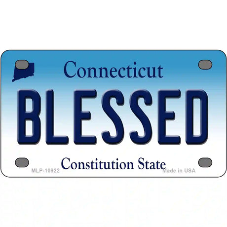 Blessed Connecticut Metal Novelty License Plate 4" x 2.2" (MLP)