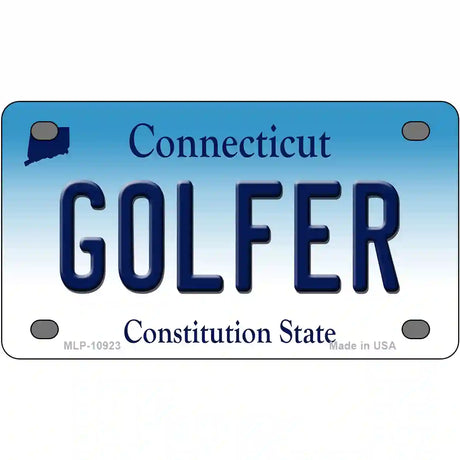 Golfer Connecticut Metal Novelty License Plate 4" x 2.2" (MLP)