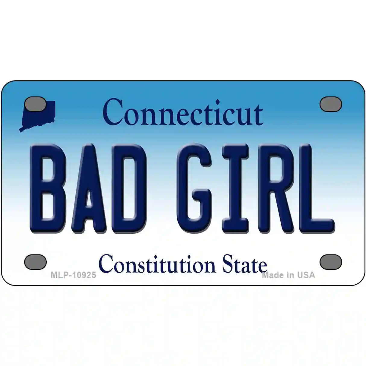 Bad Girl Connecticut Metal Novelty License Plate 4" x 2.2" (MLP)