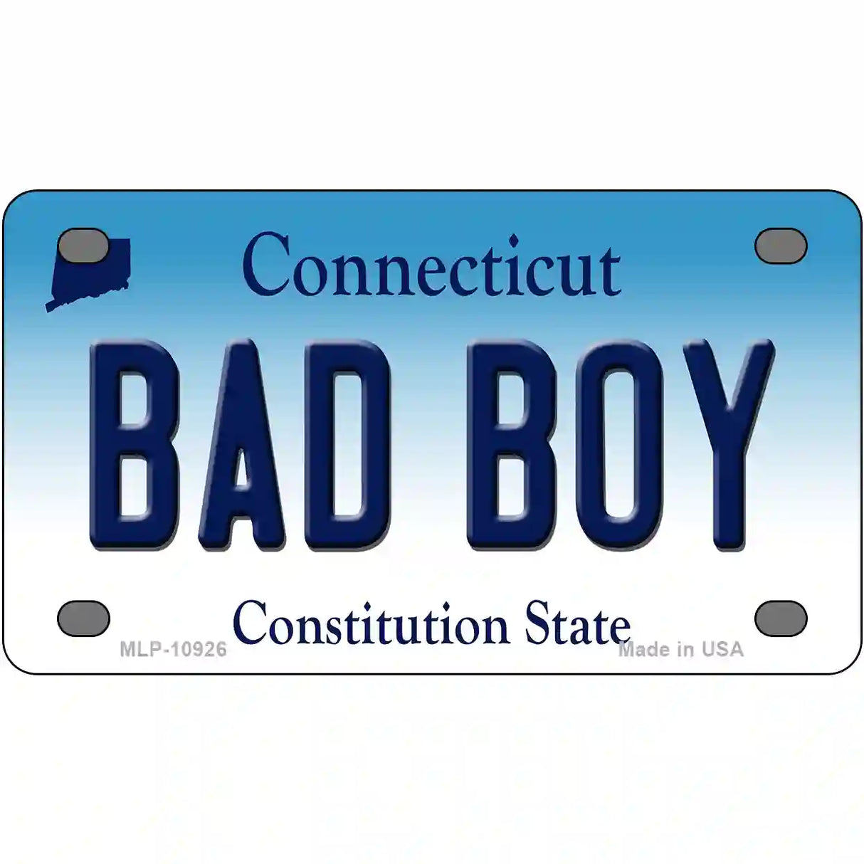 Bad Boy Connecticut Metal Novelty License Plate 4" x 2.2" (MLP)