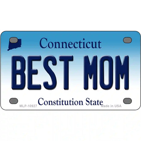 Best Mom Connecticut Metal Novelty License Plate 4" x 2.2" (MLP)