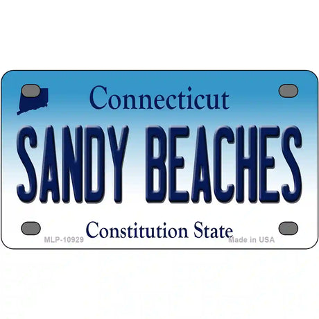 Sandy Beaches Connecticut Metal Novelty License Plate 4" x 2.2" (MLP)