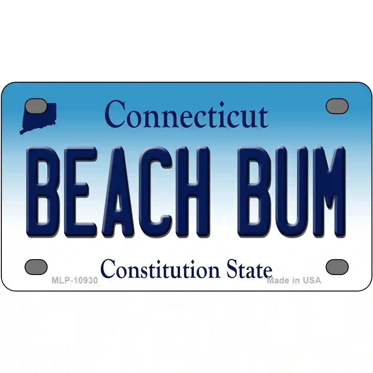 Beach Bum Connecticut Metal Novelty License Plate 4" x 2.2" (MLP)