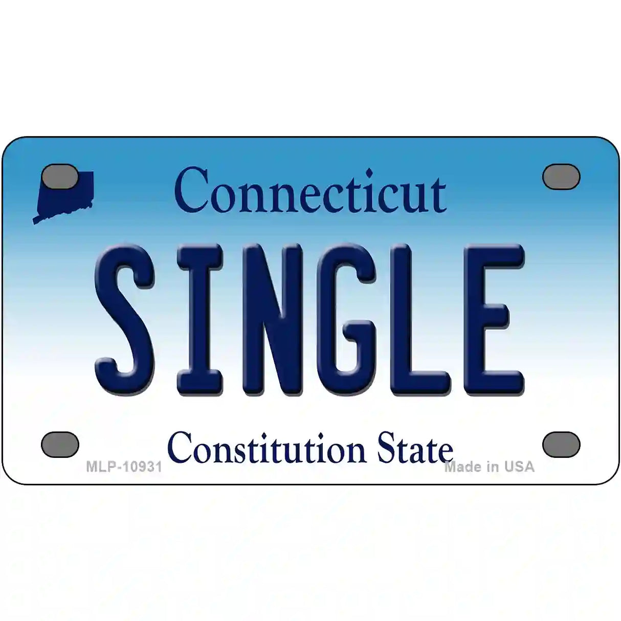 Single Connecticut Metal Novelty License Plate 4" x 2.2" (MLP)