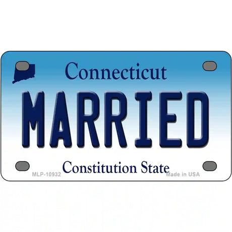 Married Connecticut Metal Novelty License Plate 4" x 2.2" (MLP)