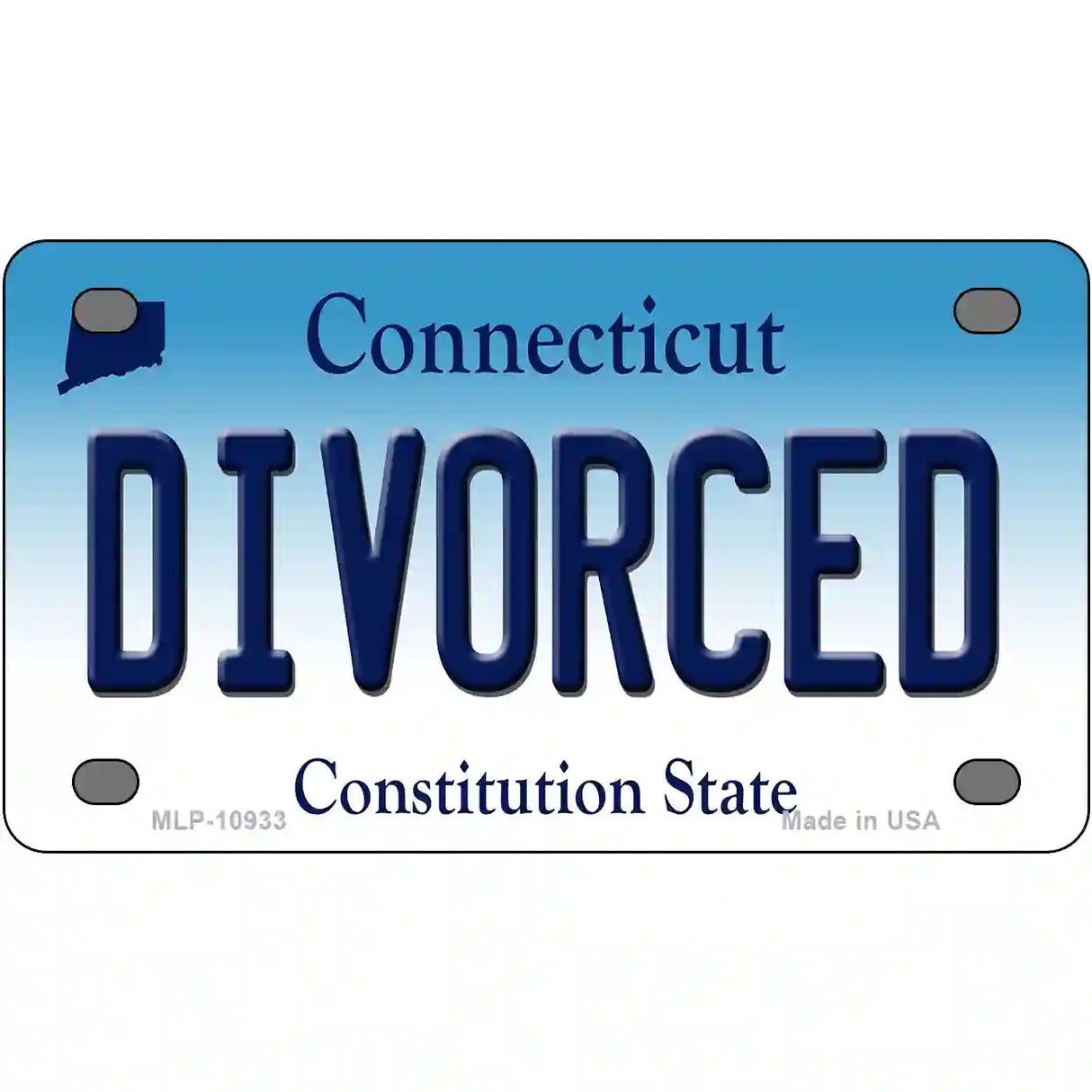 Divorced Connecticut Metal Novelty License Plate 4" x 2.2" (MLP)