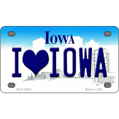 I Love Iowa Metal Novelty License Plate 4" x 2.2" (MLP)