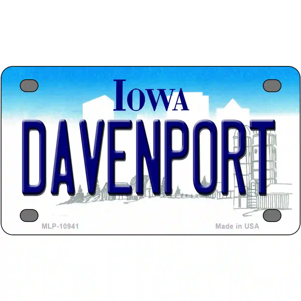 Davenport Iowa Metal Novelty License Plate 4" x 2.2" (MLP)