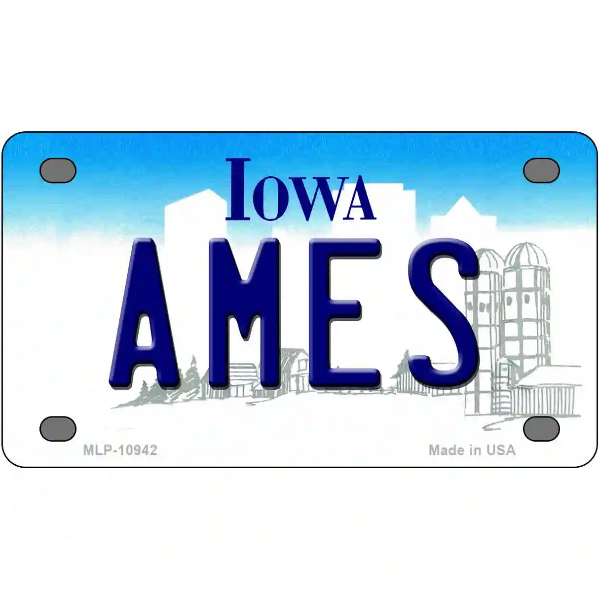 Ames Iowa Metal Novelty License Plate 4" x 2.2" (MLP)