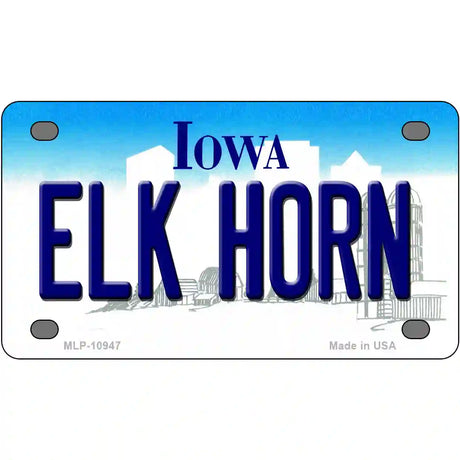 Elk Horn Iowa Metal Novelty License Plate 4" x 2.2" (MLP)