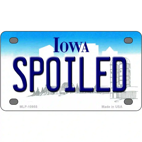 Spoiled Iowa Metal Novelty License Plate 4" x 2.2" (MLP)